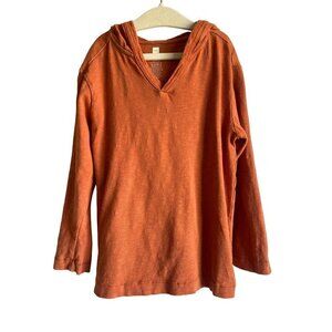 Tea Collection Size 5 Orange Pullover Hooded Long Sleeve T-Shirt 100% Cotton